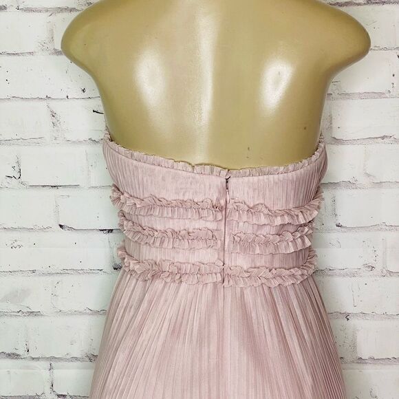 Js Collections Blush Pleated Mesh Halter FL Gown - Picture 13 of 15